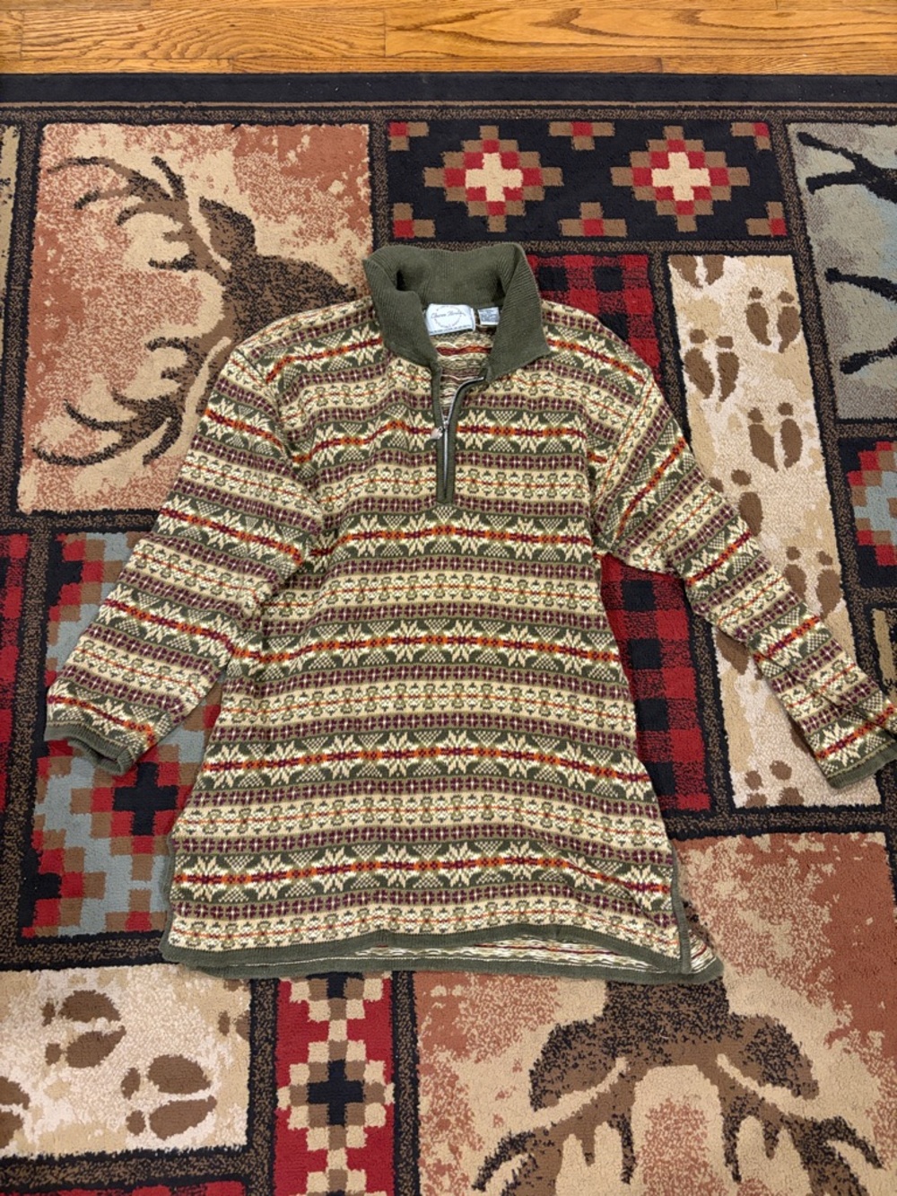 Womens vintage quarter zip knit sweater